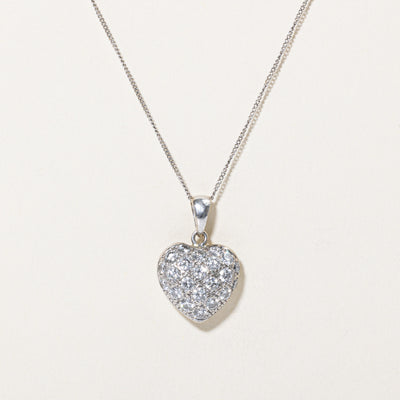 Pavé Set Diamond Heart Pendant Necklace | 1.32ctw | 19