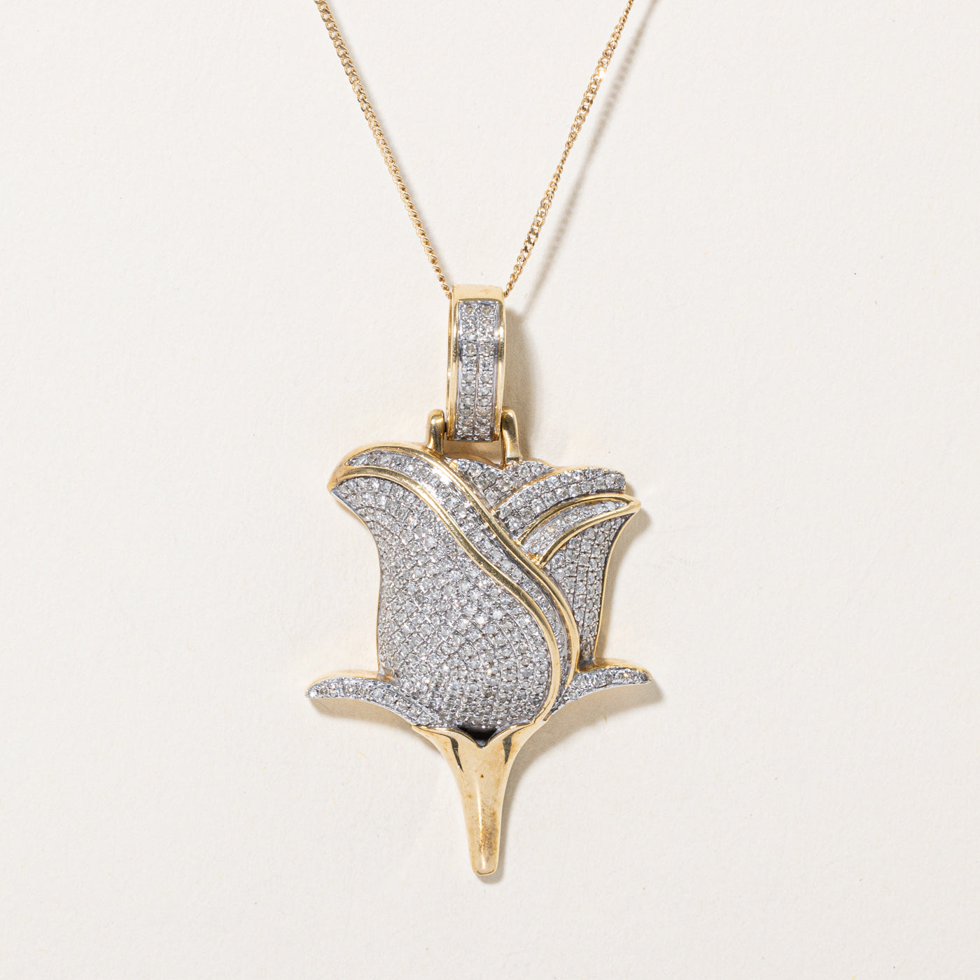 Diamond Rose Pendant Necklace | 1.05ctw | 18" |