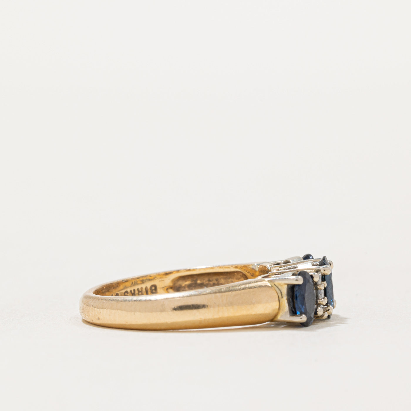 Three Stone Sapphire & Diamond Ring | 1.06ctw, 0.06ctw | SZ 6.5 |