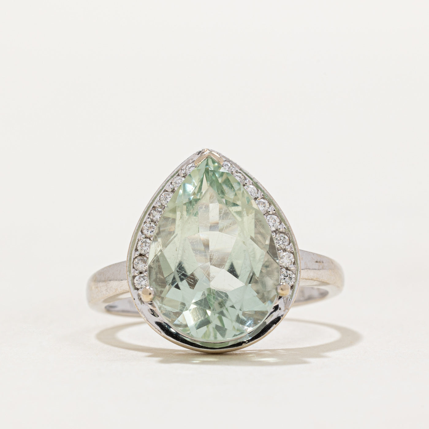 Mint Green Quartz & Diamond Cocktail Ring | 4.60ct, 0.08ctw | SZ 7 |