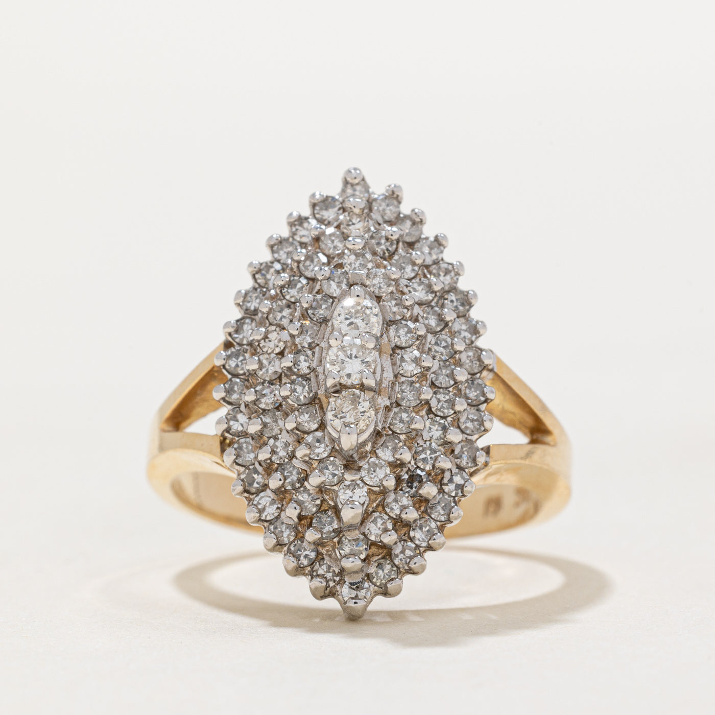 Diamond Marquise Shaped Cocktail Ring | 0.89ctw | SZ 7.75 |