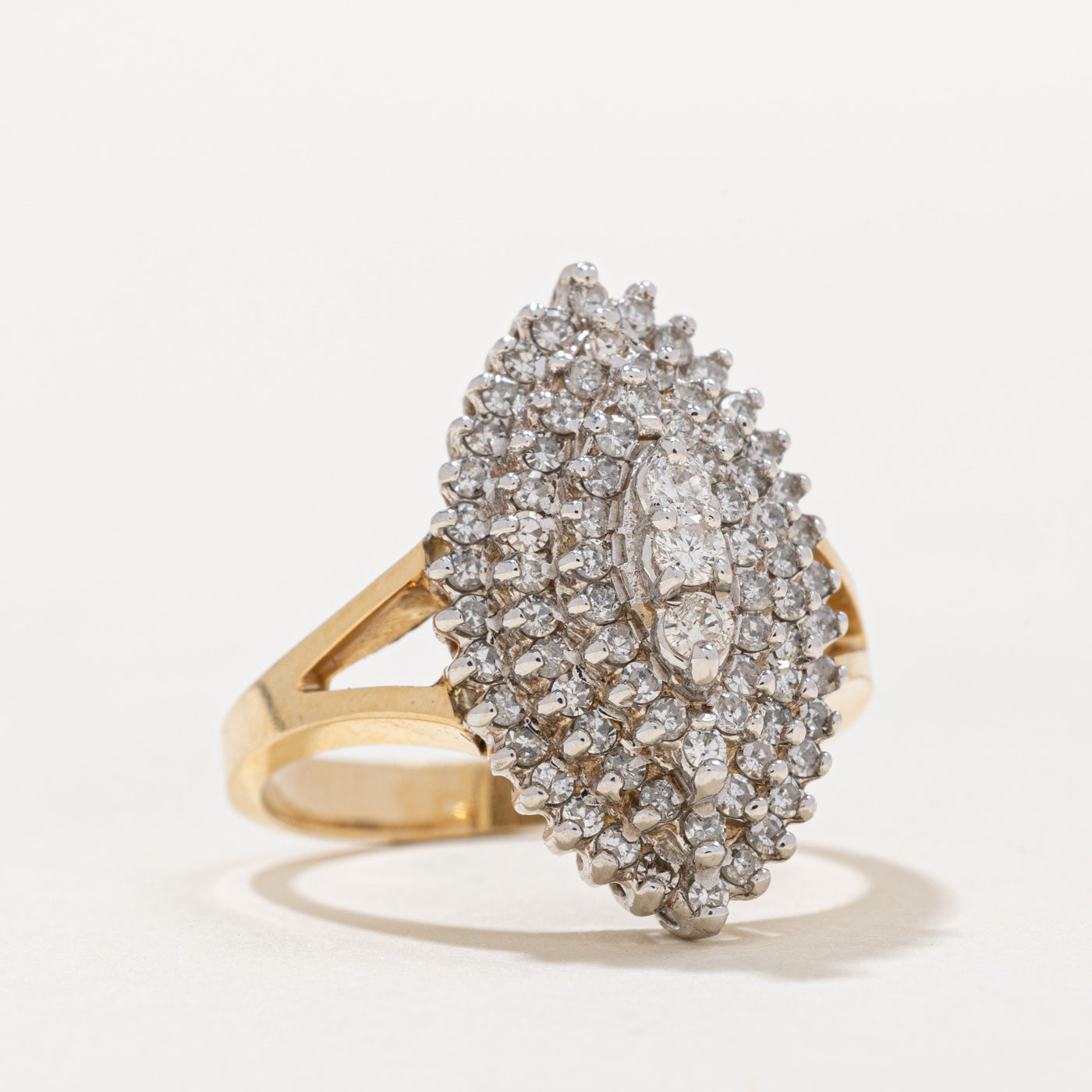 Diamond Marquise Shaped Cocktail Ring | 0.89ctw | SZ 7.75 |