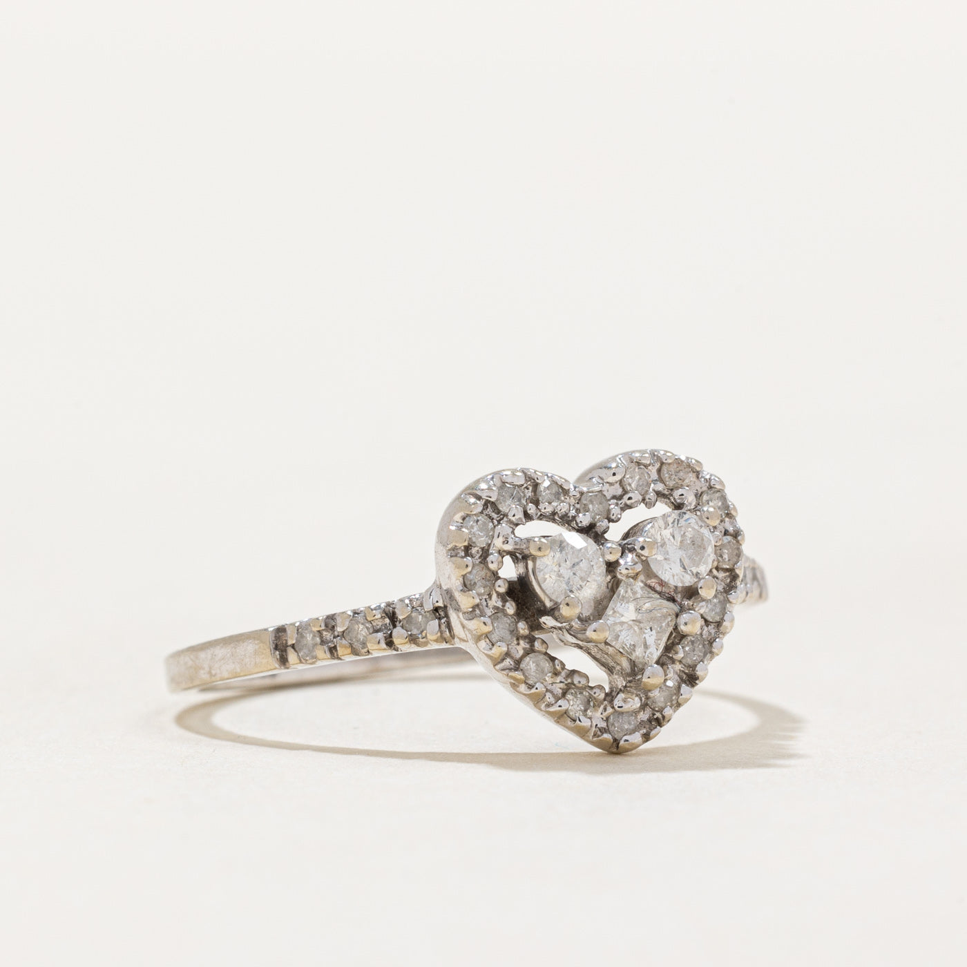 Bague cœur en diamant | 0,26 ct | Taille 7,5 | 