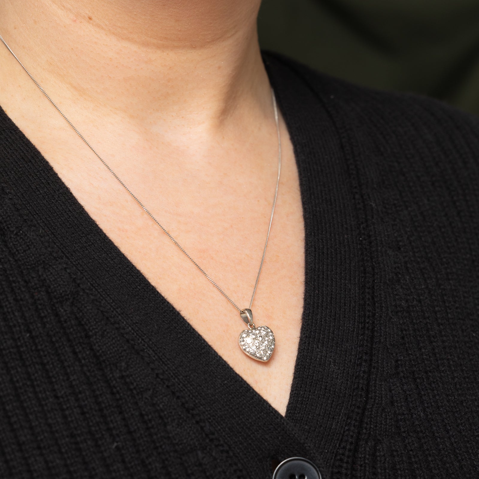Pavé Set Diamond Heart Pendant Necklace | 1.32ctw | 19" |
