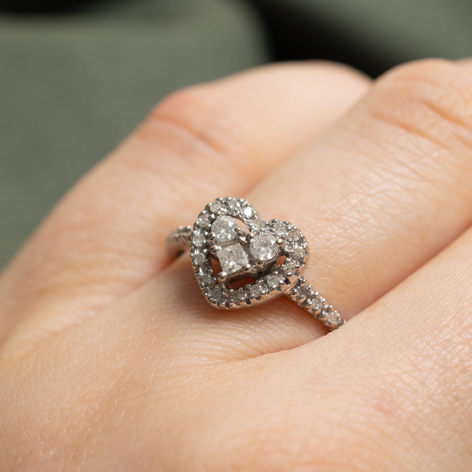 Bague cœur en diamant | 0,26 ct | Taille 7,5 | 