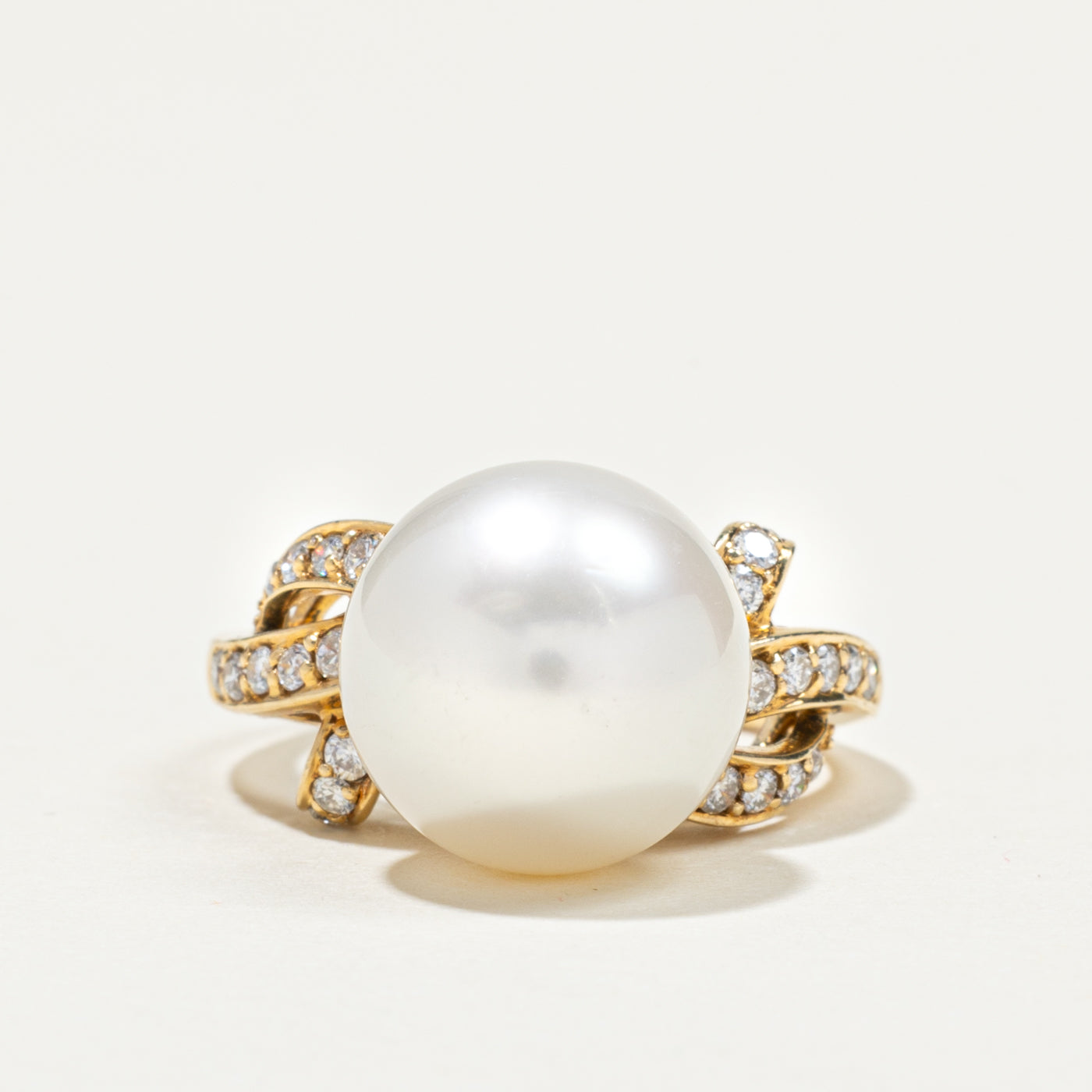 South Sea Pearl & Diamond Cocktail Ring | 0.28ctw | SZ 5.25