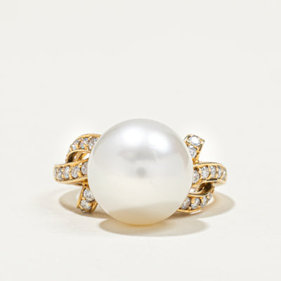 South Sea Pearl & Diamond Cocktail Ring | 0.28ctw | SZ 5.25