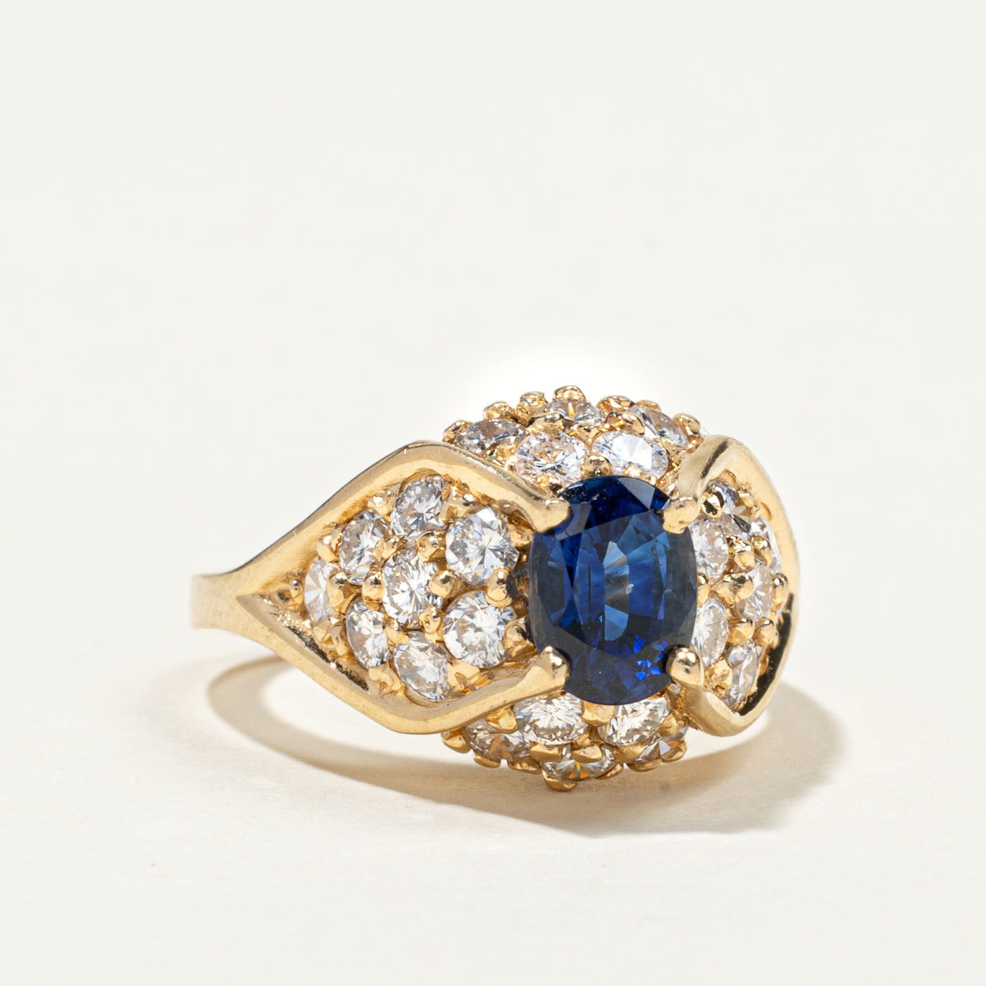 Sapphire & Diamond Cluster Dome Ring | 1.14ct, 1.43ctw | SZ 5.75
