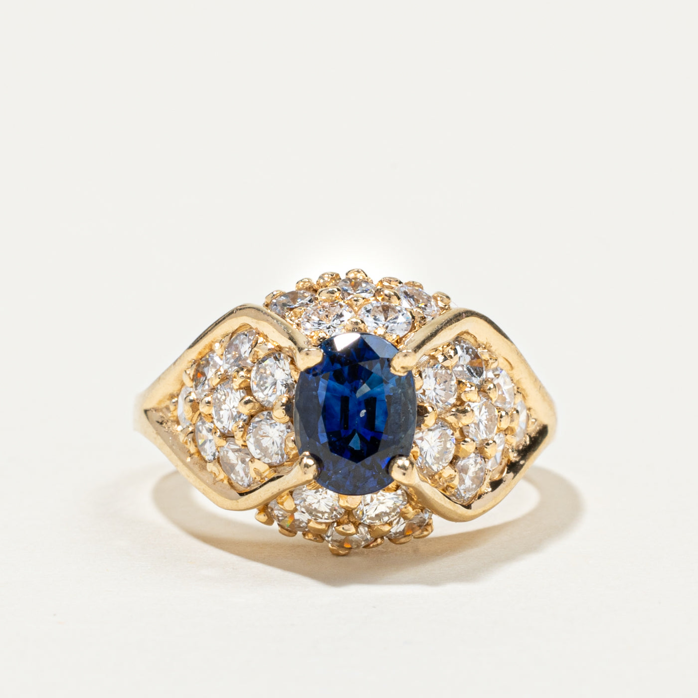 Sapphire & Diamond Cluster Dome Ring | 1.14ct, 1.43ctw | SZ 5.75