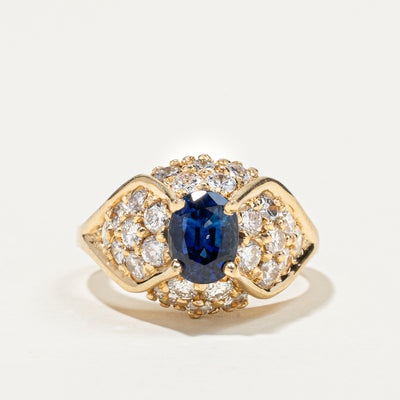 Sapphire & Diamond Cluster Dome Ring | 1.14ct, 1.43ctw | SZ 5.75