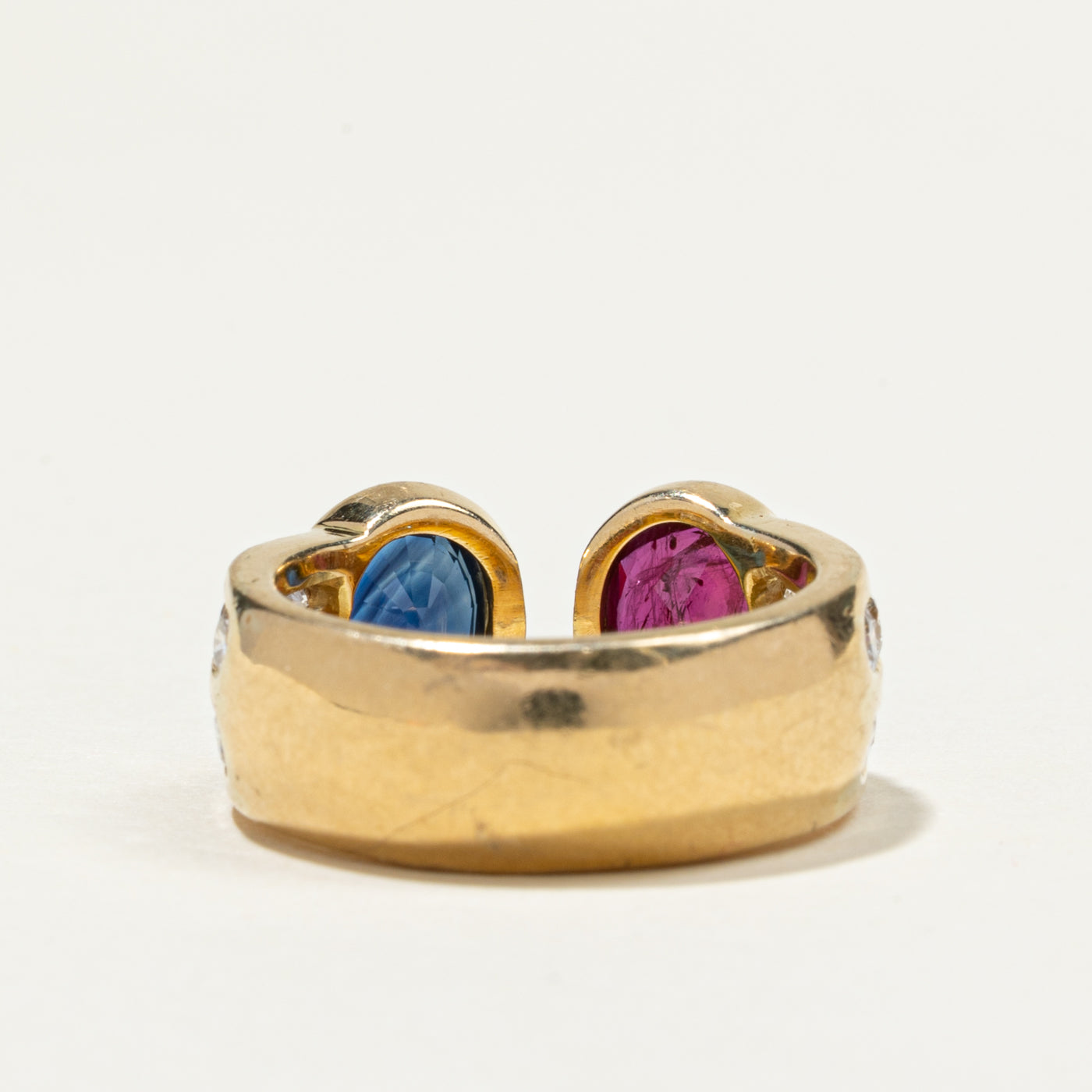 Toi et Moi Ruby, Sapphire & Diamond Open Ring | 1.16ct, 1.31ct, 0.84ctw | SZ 5