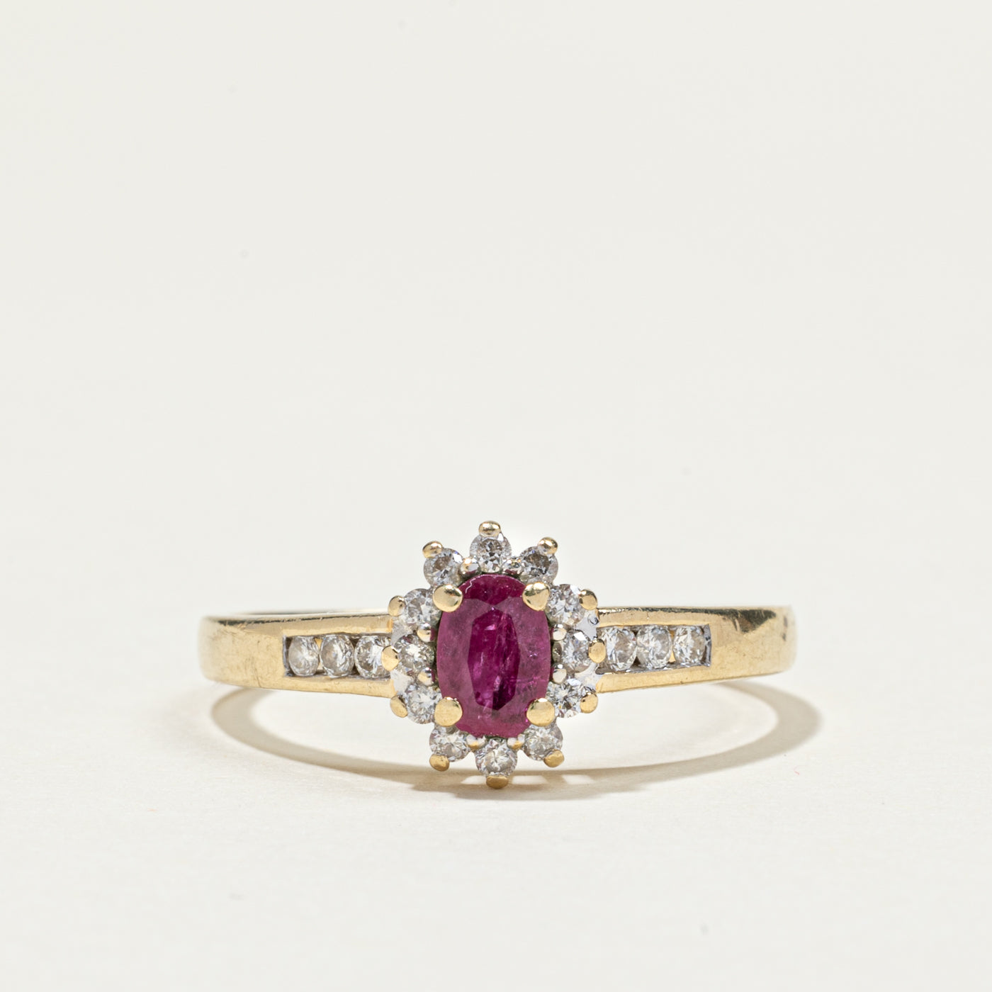 Oval Cut Ruby & Diamond Petal Ring | 0.33ct, 0.32ctw | SZ 9.75