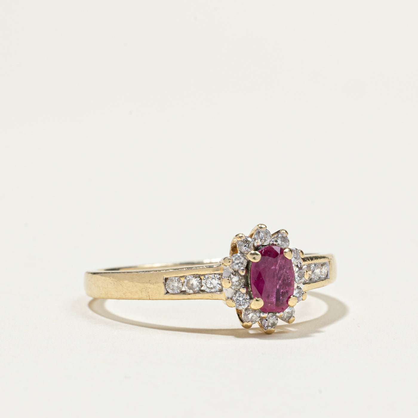 Oval Cut Ruby & Diamond Petal Ring | 0.33ct, 0.32ctw | SZ 9.75