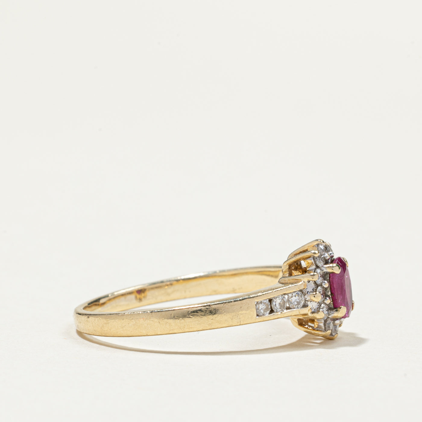 Oval Cut Ruby & Diamond Petal Ring | 0.33ct, 0.32ctw | SZ 9.75