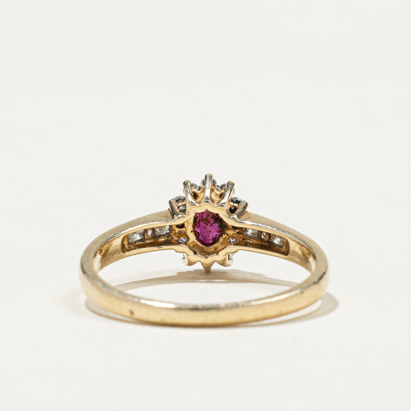Oval Cut Ruby & Diamond Petal Ring | 0.33ct, 0.32ctw | SZ 9.75