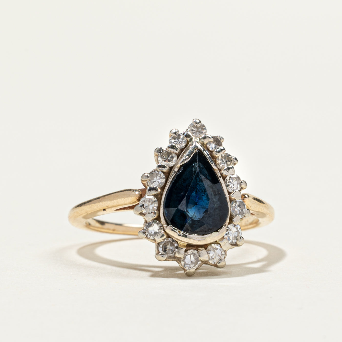 Pear Cut Sapphire & Diamond Petal Ring | 1.42ct, 0.35ctw | SZ 5.75