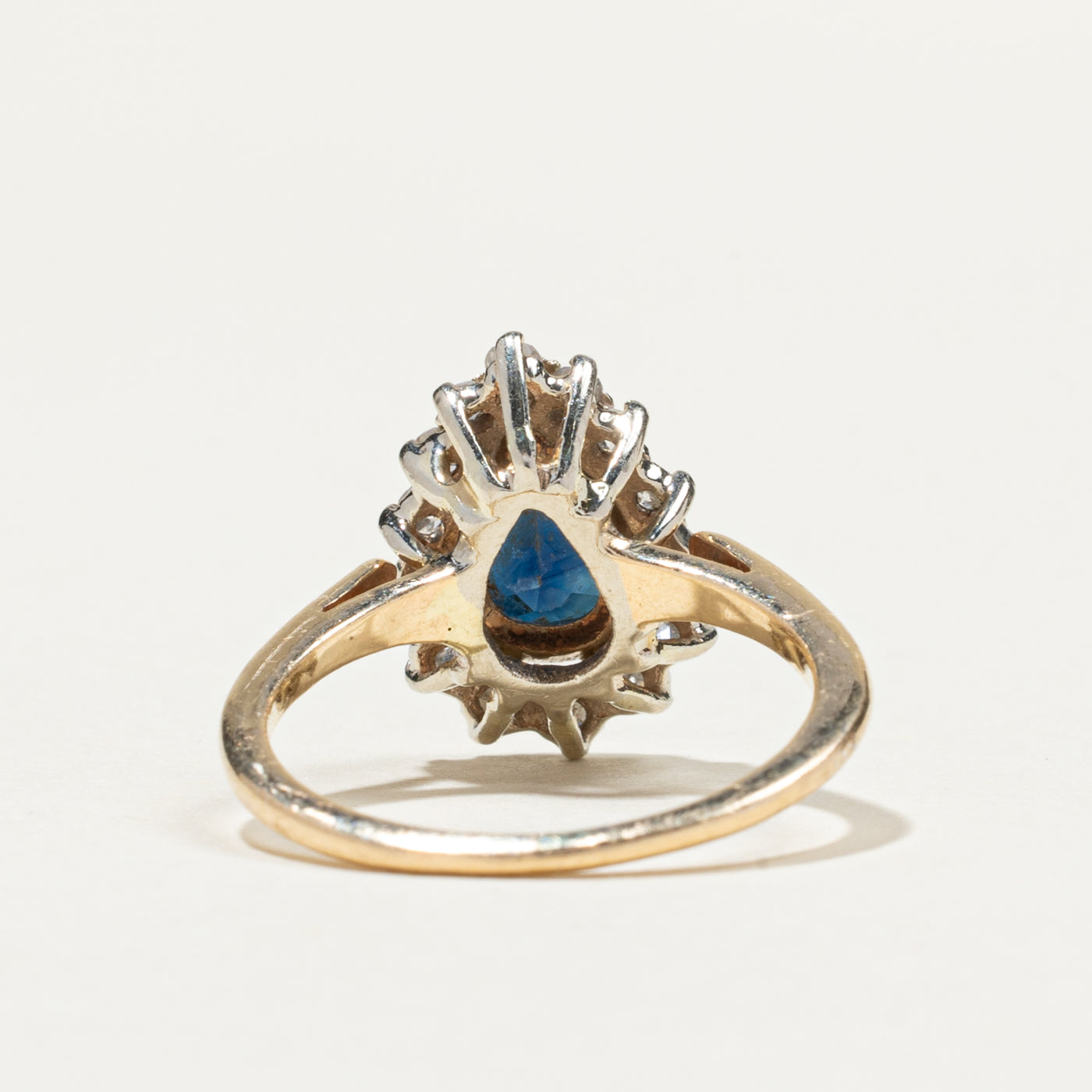 Pear Cut Sapphire & Diamond Petal Ring | 1.42ct, 0.35ctw | SZ 5.75