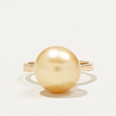 Golden South Sea Pearl & Diamond Ring | 0.12ctw | SZ 5.5