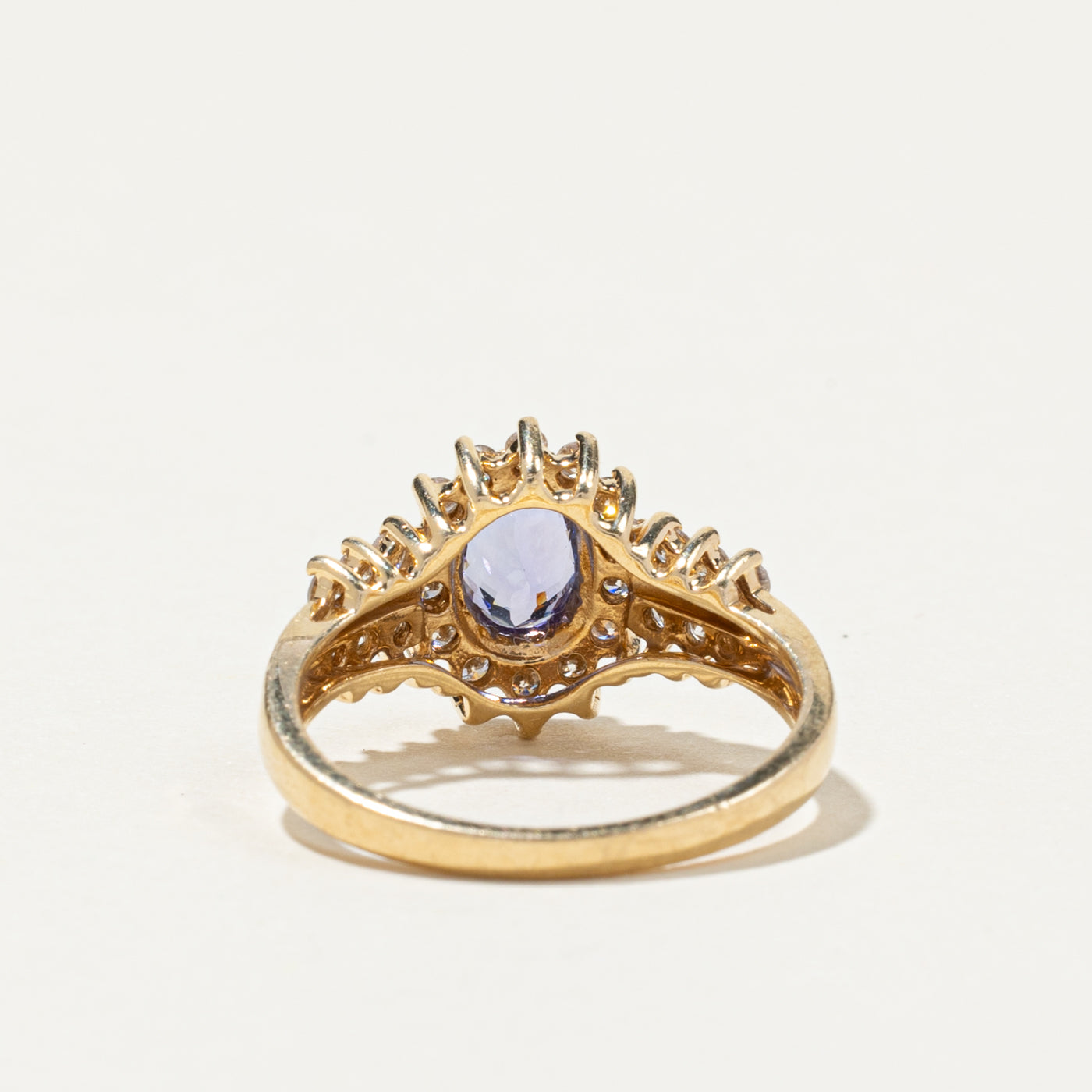 Oval Cut Tanzanite & Diamond Petal Ring | 0.56ct, 0.46ctw | SZ 6.5