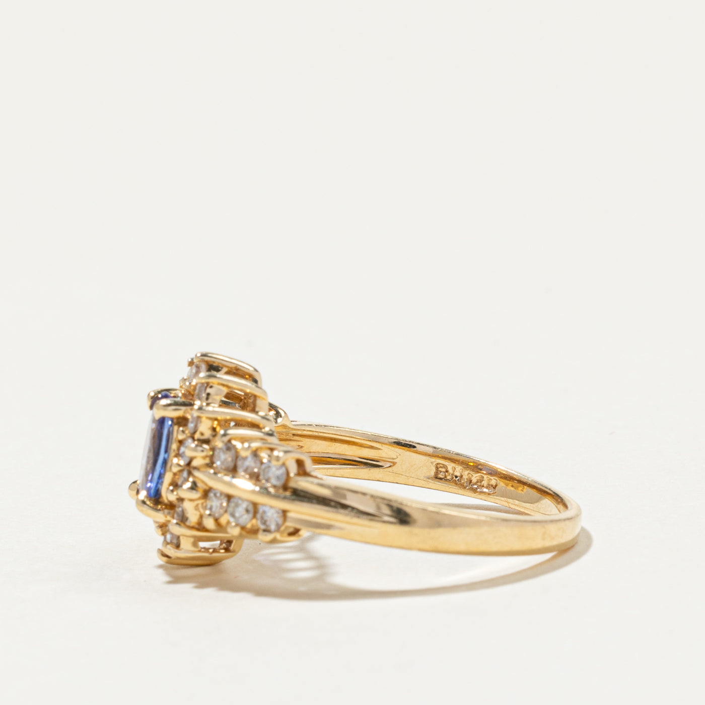 Oval Cut Tanzanite & Diamond Petal Ring | 0.56ct, 0.46ctw | SZ 6.5