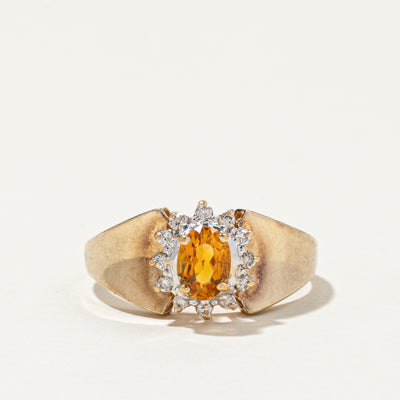 Oval Cut Citrine & Diamond Tapered Petal Ring | 0.70ct, 0.10ctw | SZ 10.75