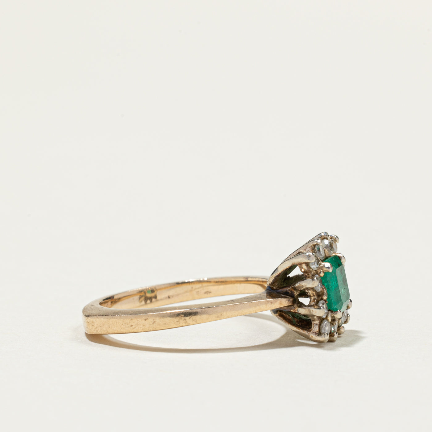 Emerald & Diamond Petal Ring | 0.54ct, 0.22ctw | SZ 5.75