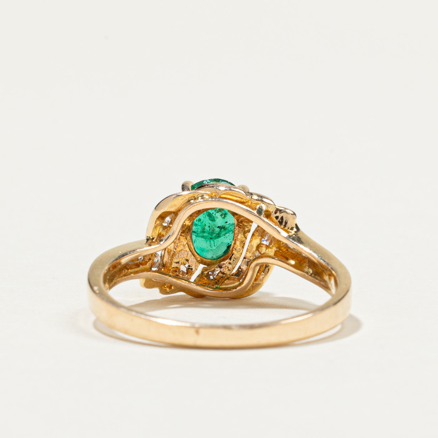Oval Emerald & Diamond Accented Ring | 0.45ct, 0.24ctw | SZ 6.5