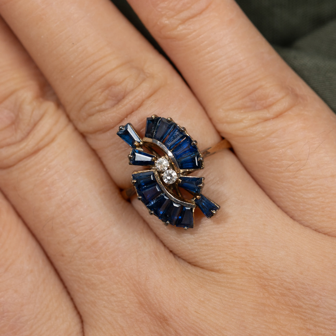 Sapphire & Diamond Cluster Cocktail Ring | 2.42ctw, 0.07ctw | SZ 6.5