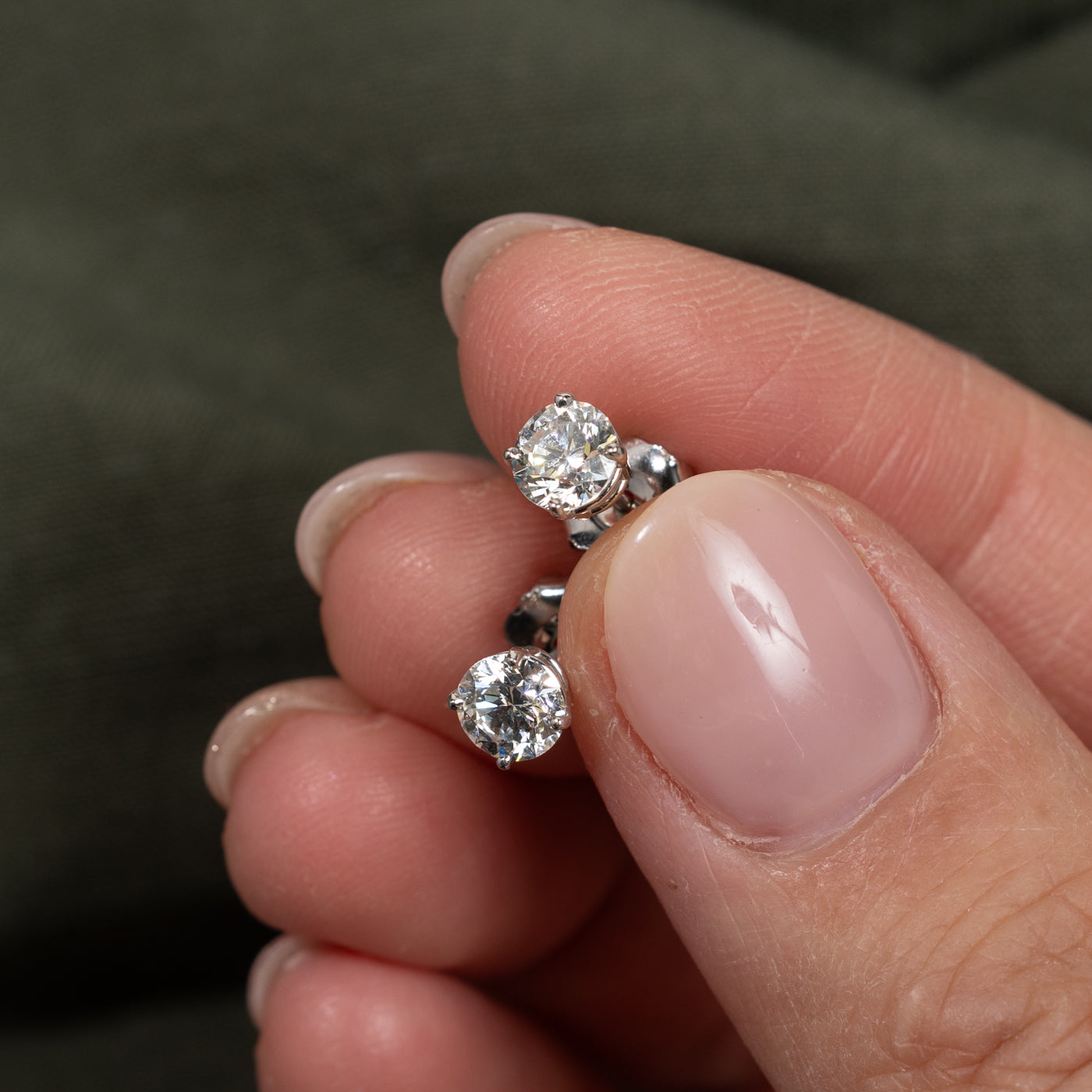 14K White Gold Diamond Stud Earrings | 0.98ctw