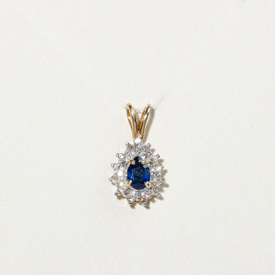 Pear Cut Sapphire & Diamond Petal Pendant | 0.40ctw, 0.18ctw