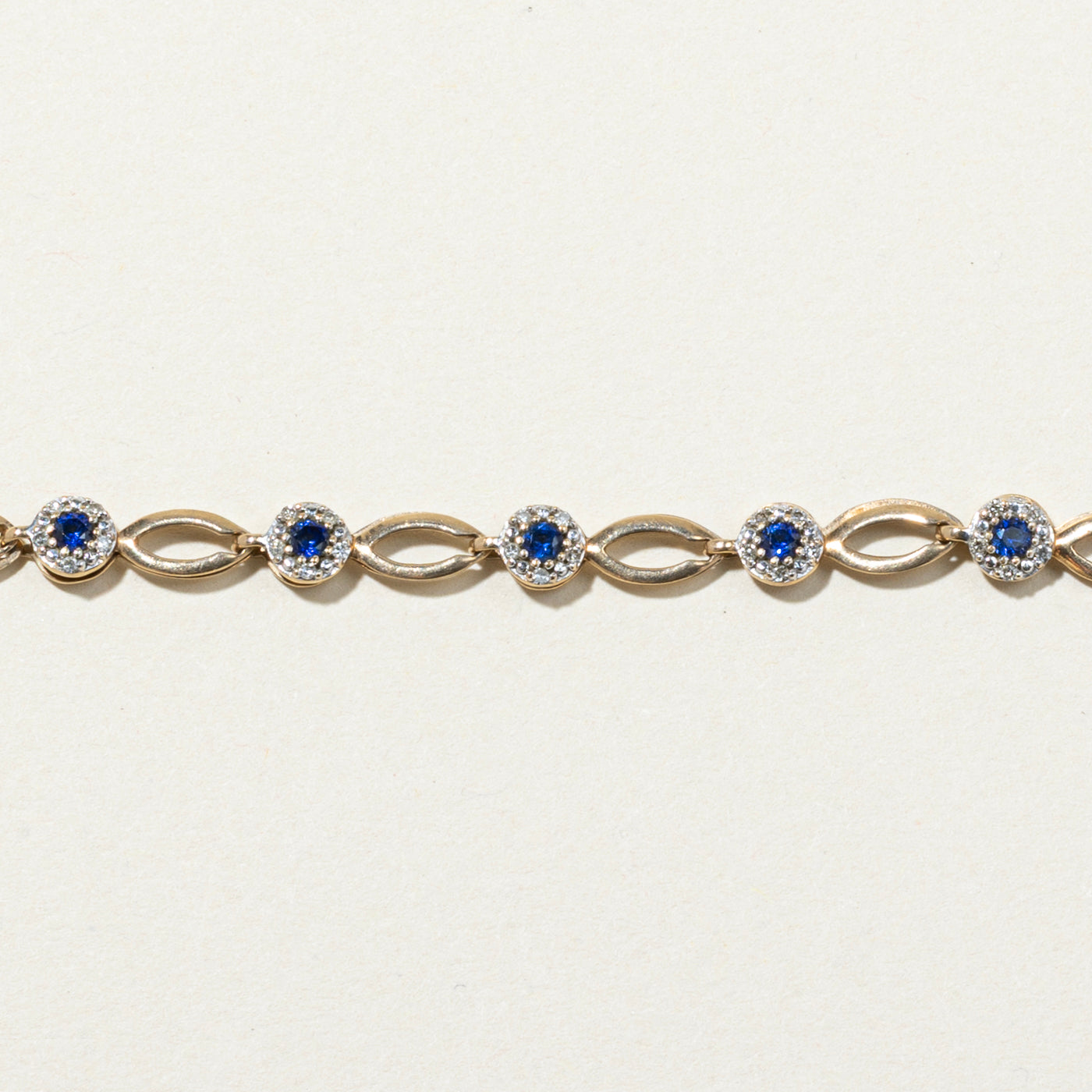 Blue Sapphire & Diamond Halo Bracelet | 0.30ctw, 0.80ctw | 7.5"