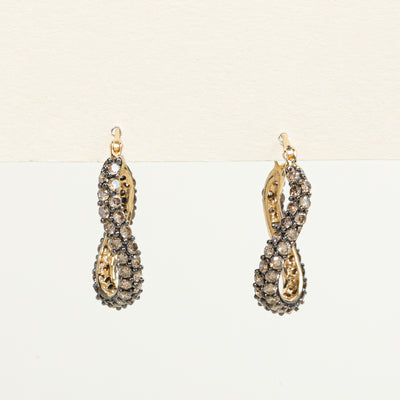 14K Yellow Gold Diamond Wavy Hoop Earrings | 1.98ctw
