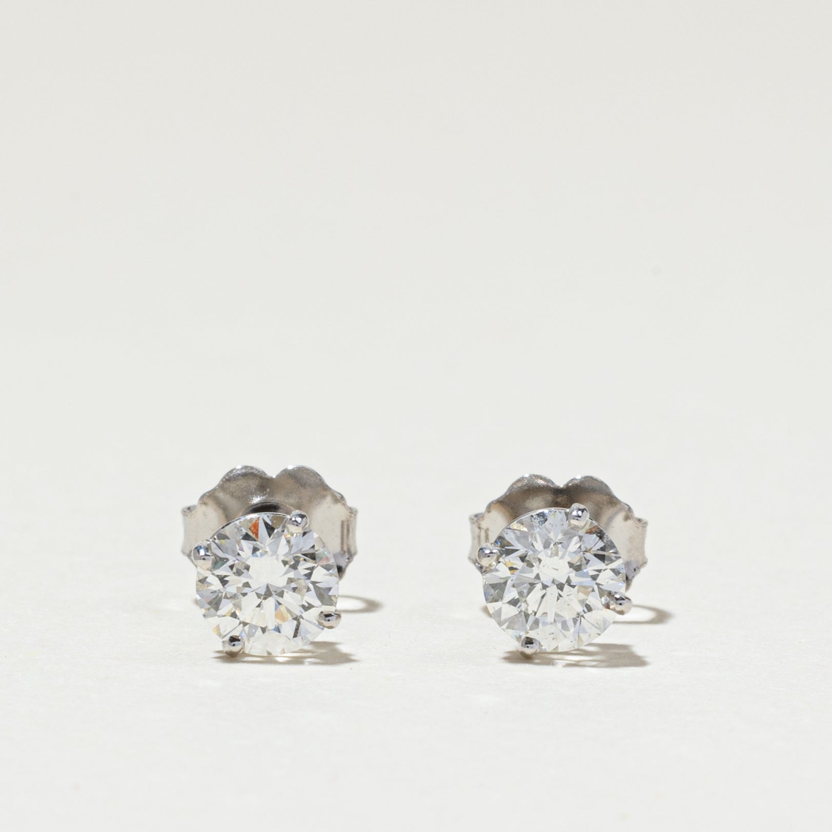 14K White Gold Diamond Stud Earrings | 0.98ctw