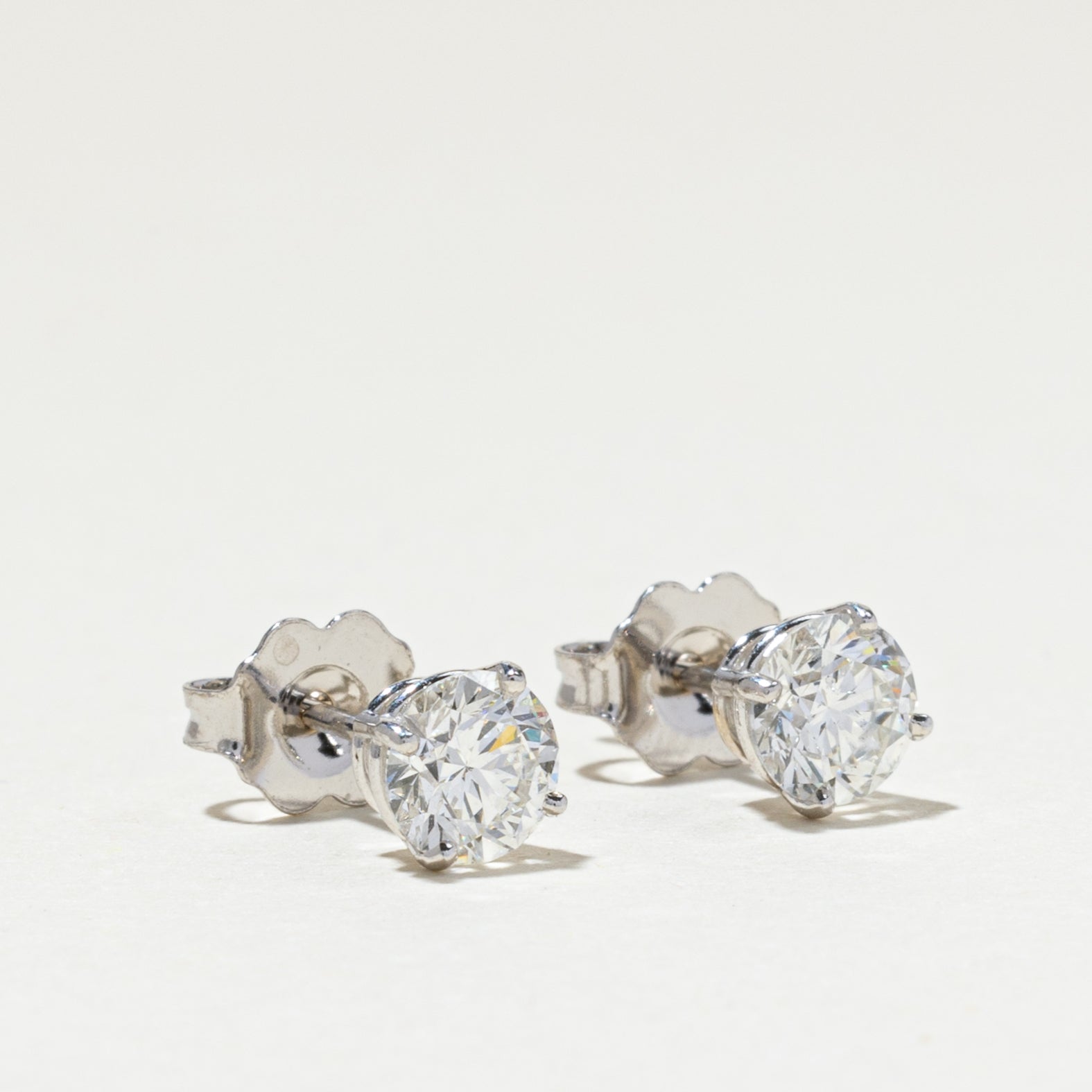 14K White Gold Diamond Stud Earrings | 0.98ctw