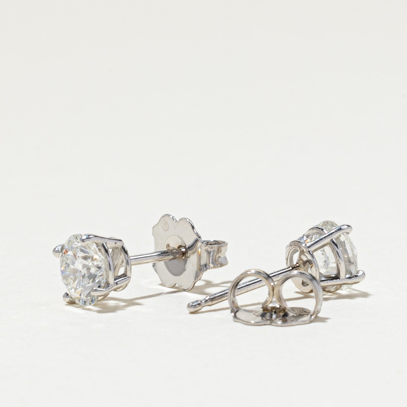 14K White Gold Diamond Stud Earrings | 0.98ctw