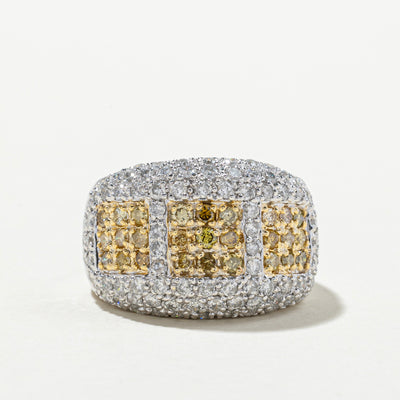 Fancy Yellow & White Diamond Grid Cocktail Ring | 2.09ctw | SZ 7