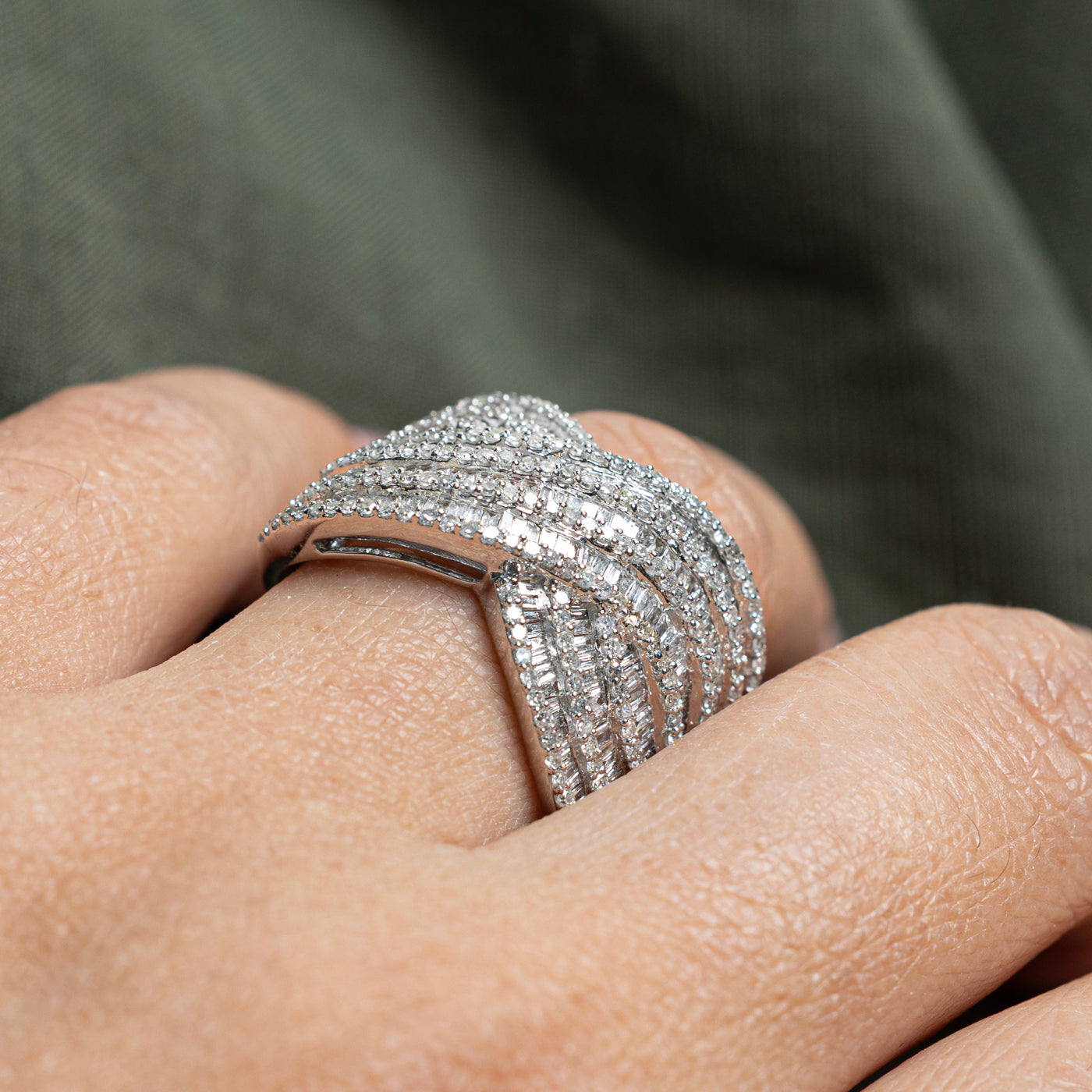 Mixed Cut Diamond Crossover Ring | 1.86ctw | SZ 9.75