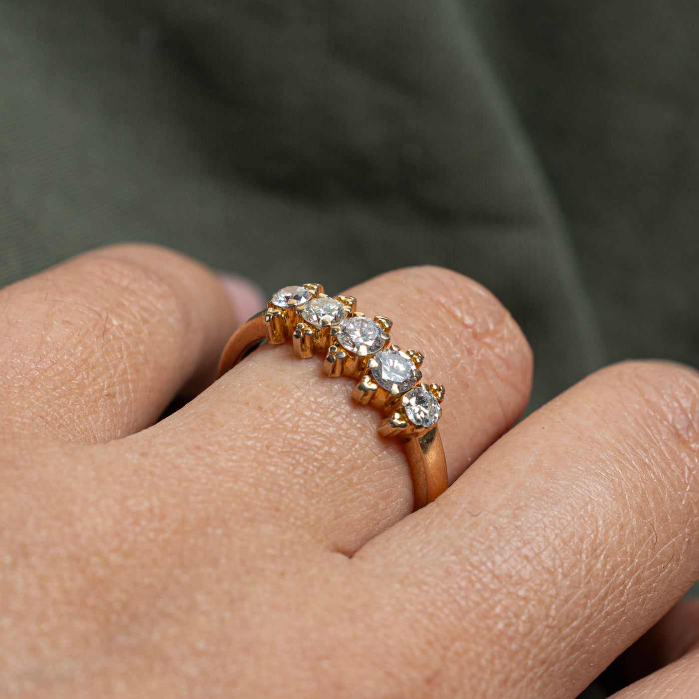 10k Rose Gold Five Stone Diamond Ring | 0.75ctw | SZ 9.5
