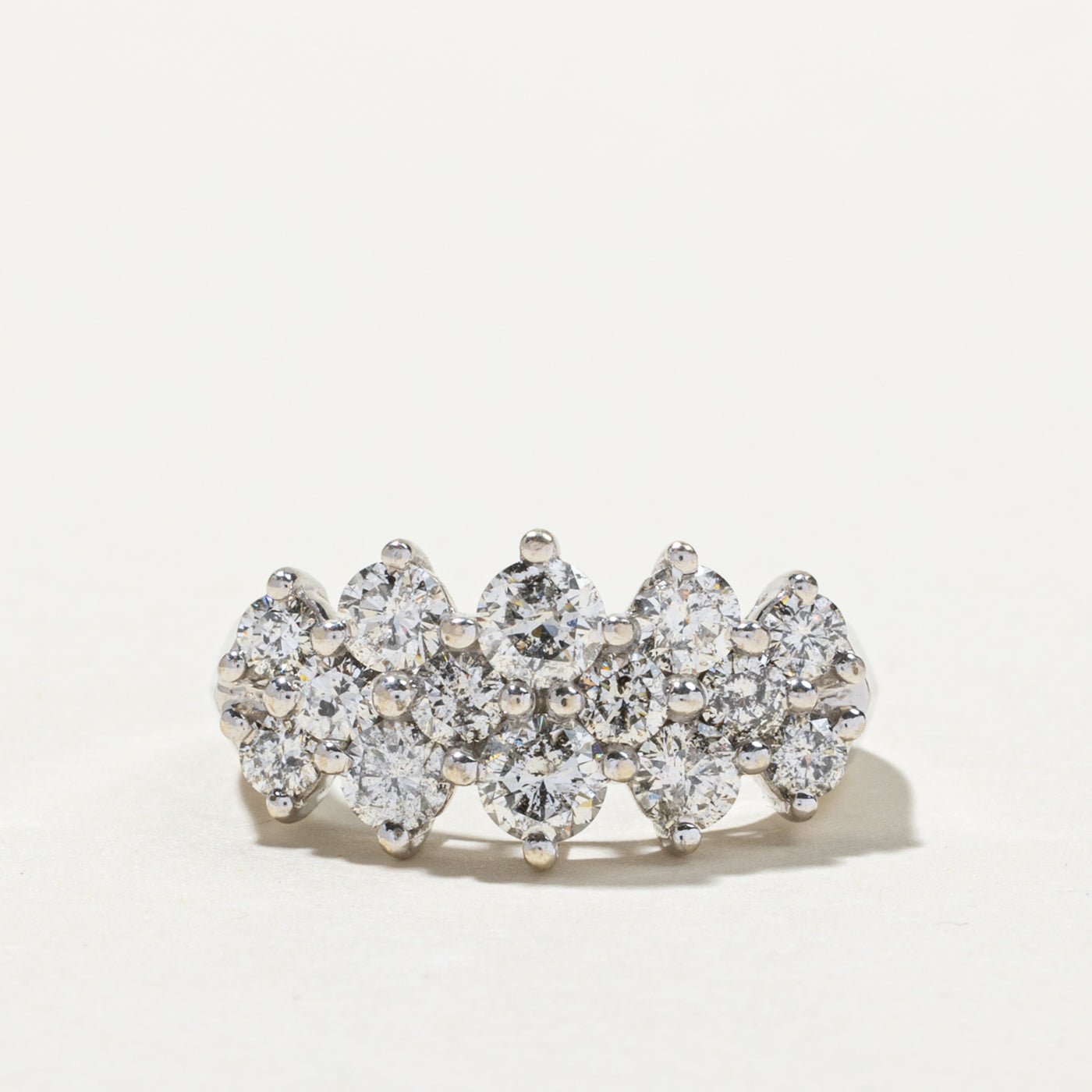 Bague triple rangée de diamants | 2,01 ct | Taille 7 