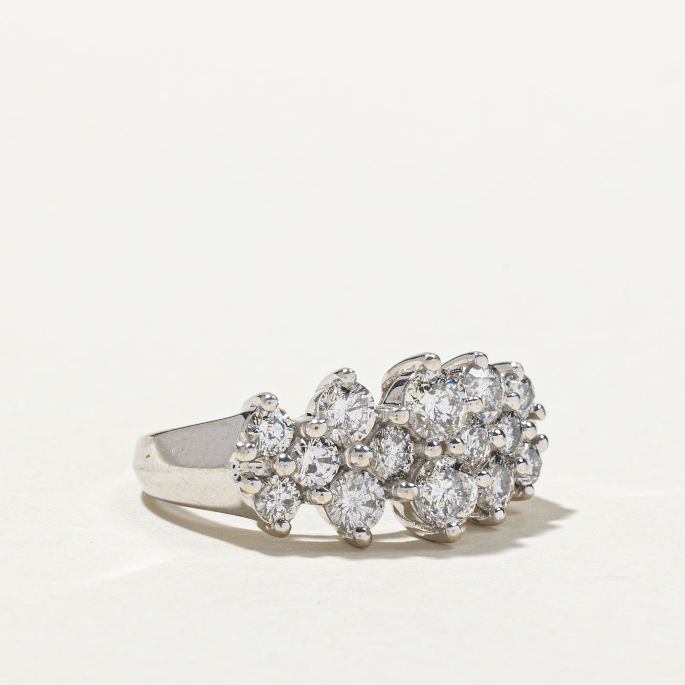 Bague triple rangée de diamants | 2,01 ct | Taille 7 