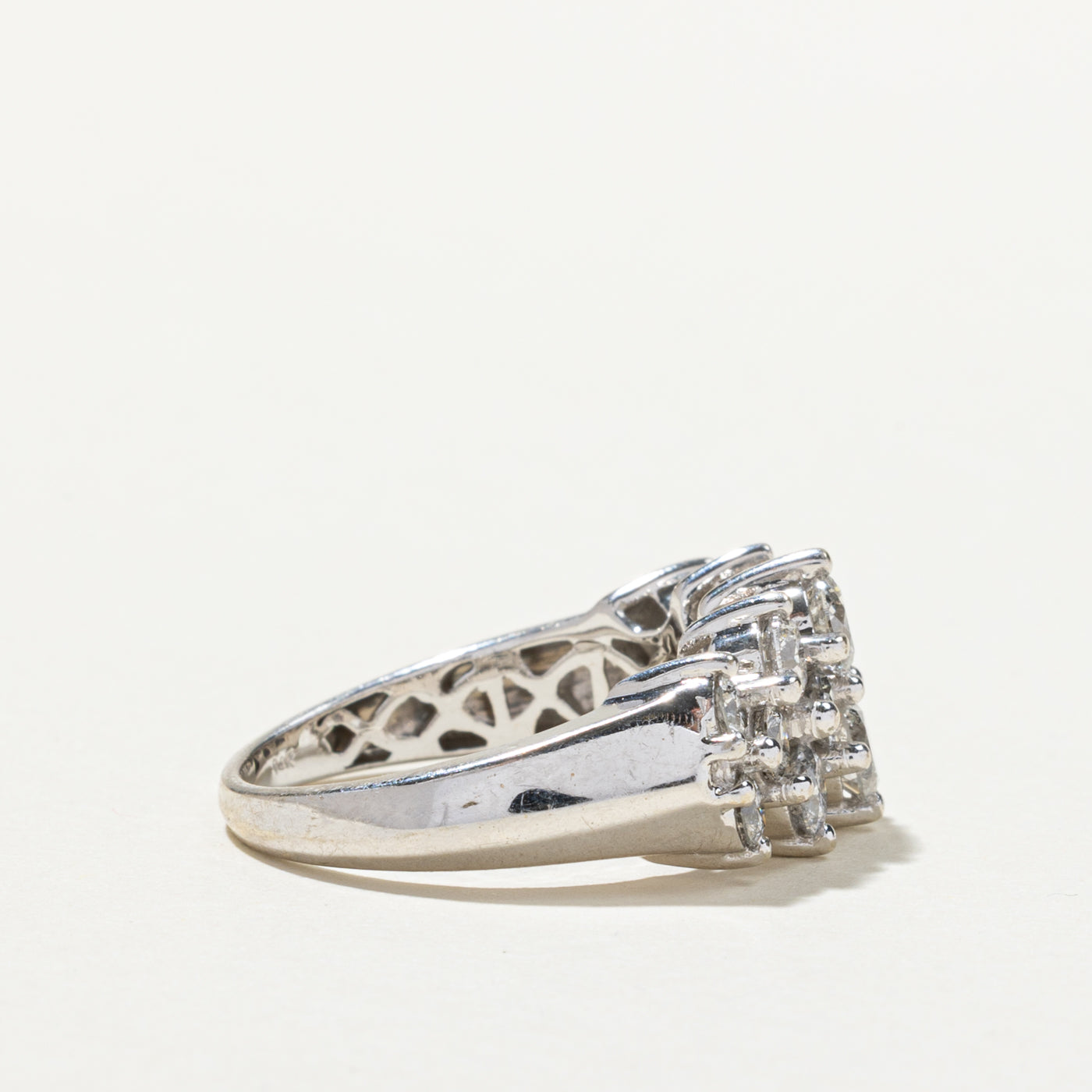 Bague triple rangée de diamants | 2,01 ct | Taille 7 