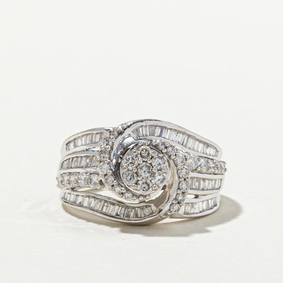 Diamond Cluster Bypass Cocktail Ring | 1.38ctw | SZ 7