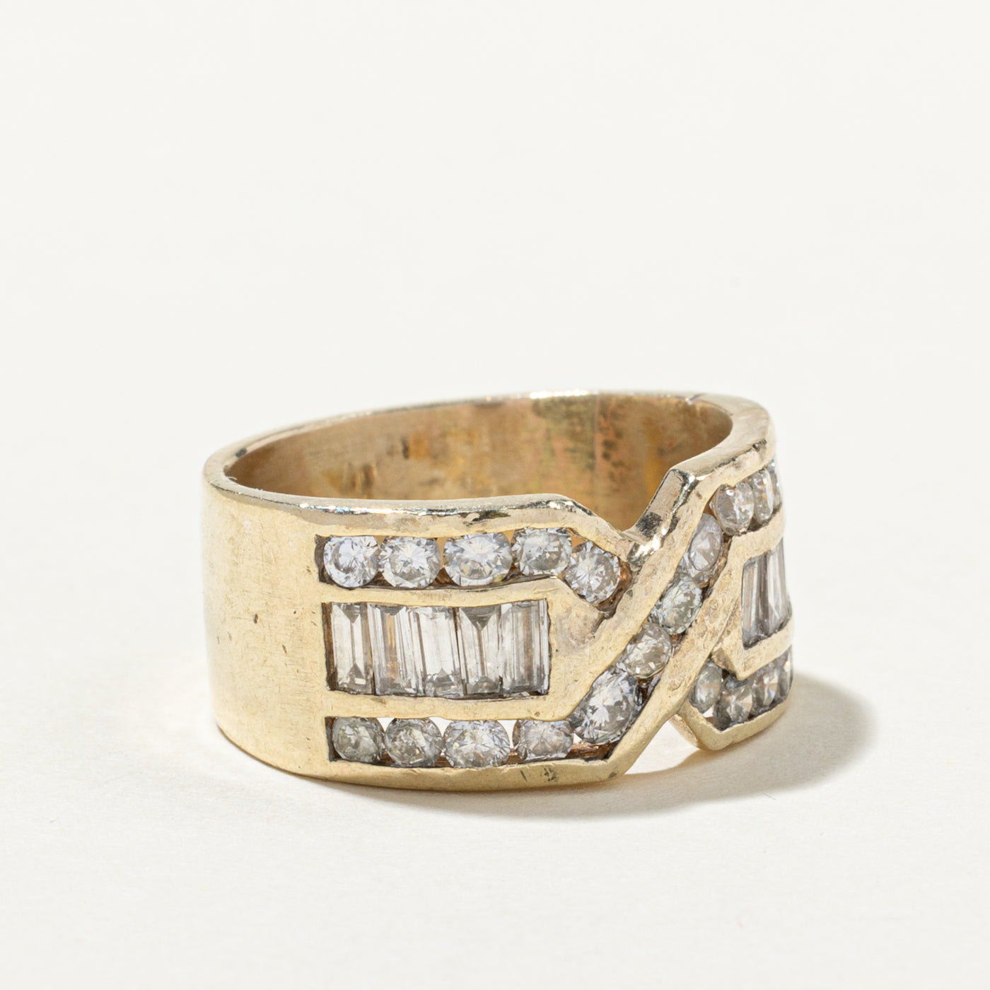 Channel Set Multi Row Diamond X Ring | 1.33ctw | SZ 6