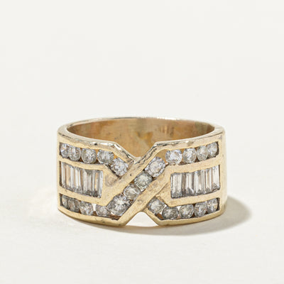 Channel Set Multi Row Diamond X Ring | 1.33ctw | SZ 6
