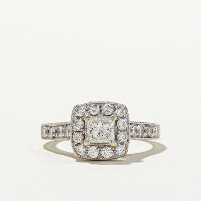 Princess Cut Diamond Halo Engagement Ring | 0.71ctw | SZ 5.5