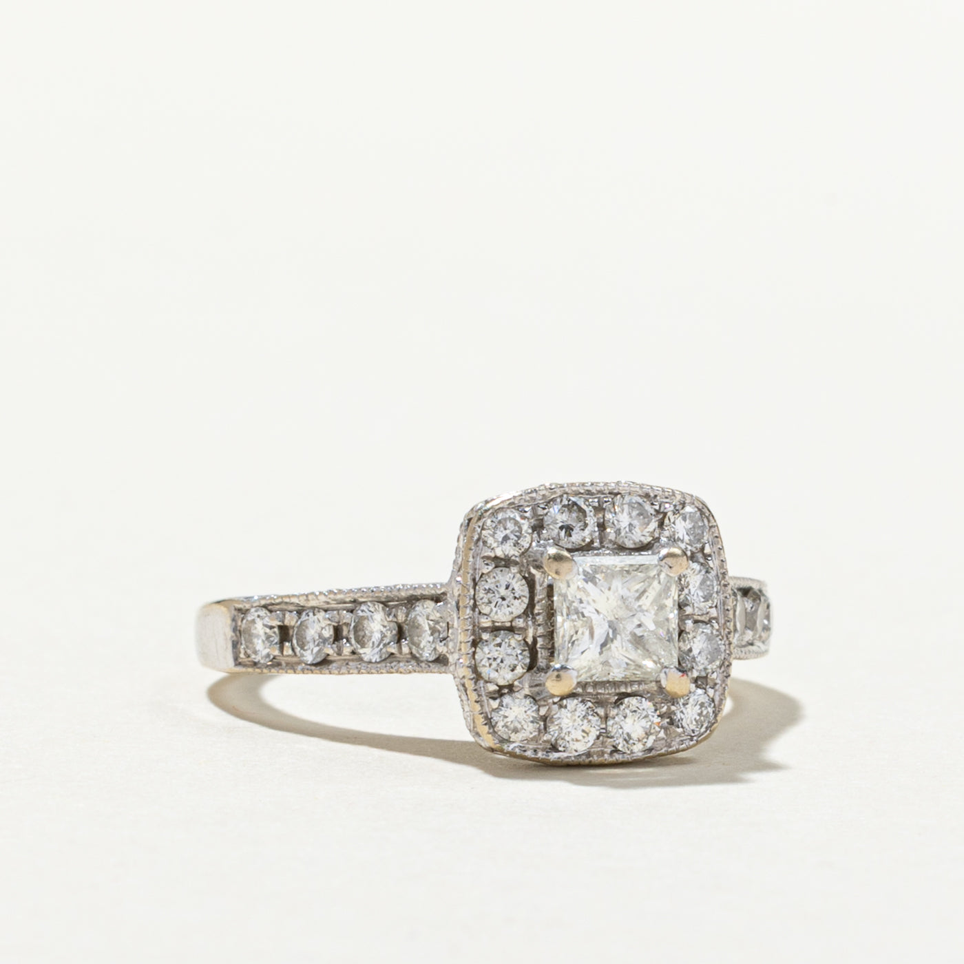 Princess Cut Diamond Halo Engagement Ring | 0.71ctw | SZ 5.5