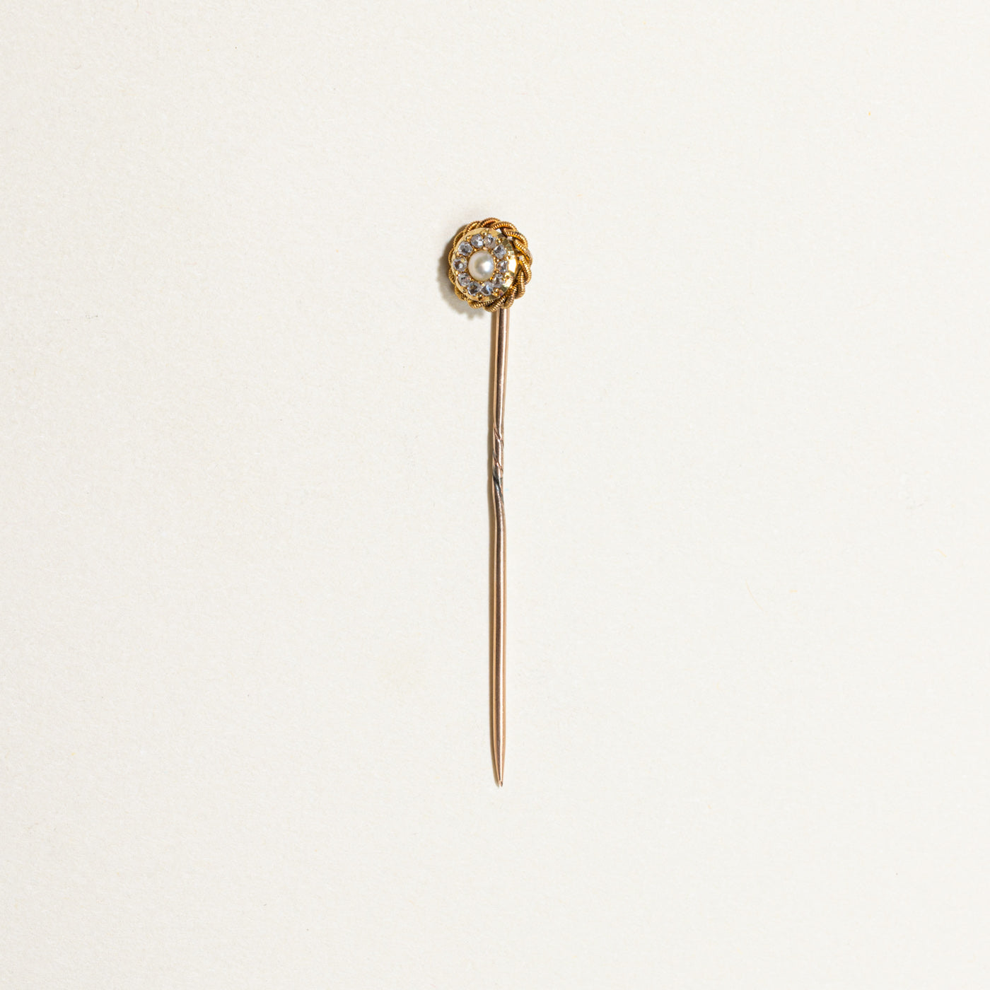 Antique Pearl & Diamond Halo Pin | 0.08ctw