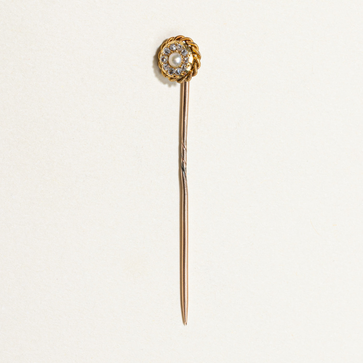Antique Pearl & Diamond Halo Pin | 0.08ctw