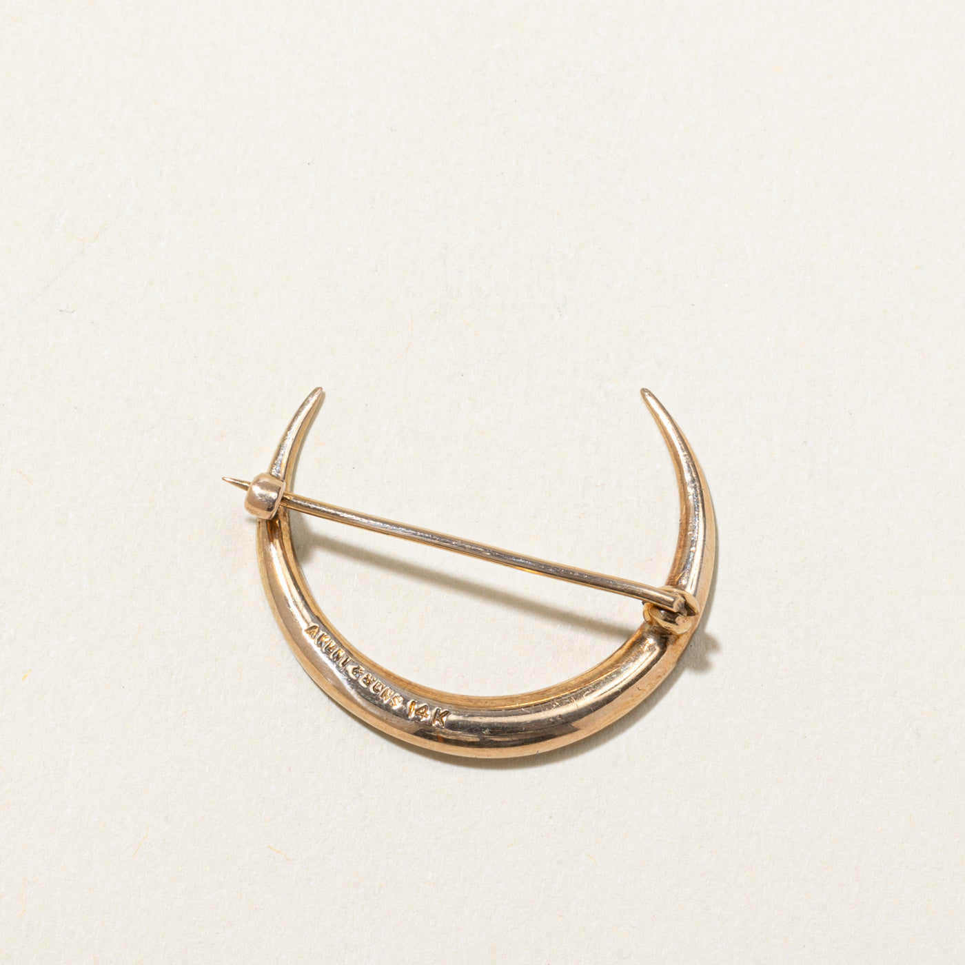 Art Nouveau 14k Crescent Pearl Brooch