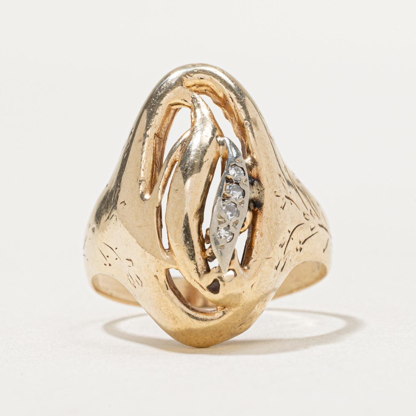Vintage Diamond Abstract Ring | 0.04ctw | SZ 8.75
